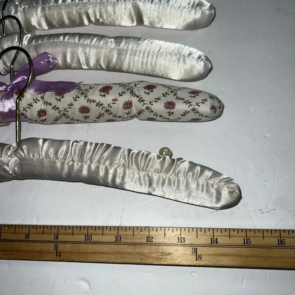 Padded Style Clothes Hangers w/ Satin Ribbon Ties – Set of 5